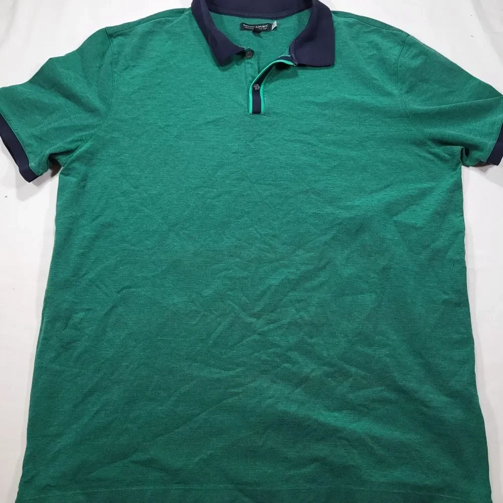 Banana Republic Men's XXL Tall Green Performance Pique Short Sleeve Polo‎